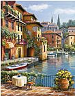 Sung Paintings - Cafe at the Canal by Sung Kim
